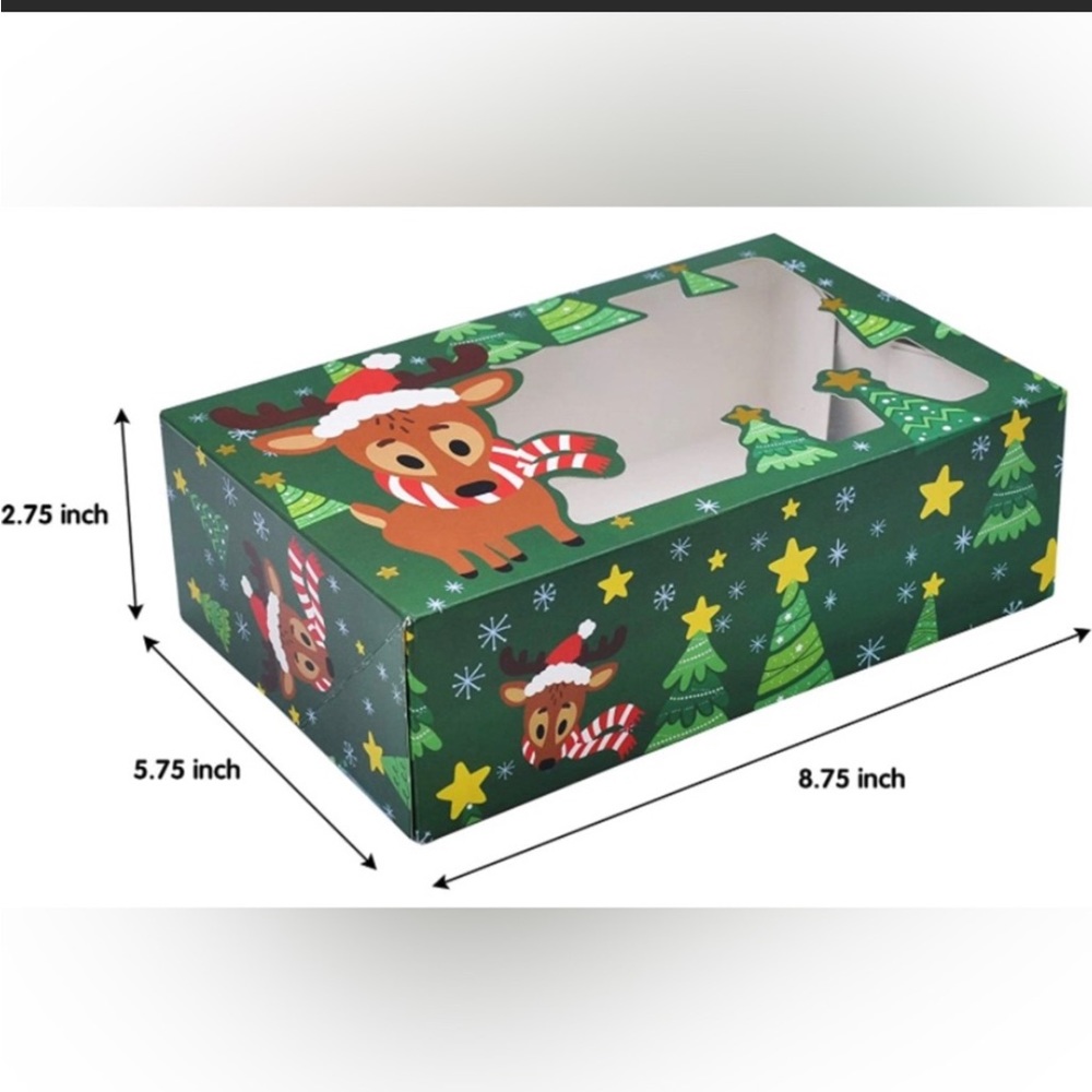 Christmas Foil Treats Cookie Gift Box w Window for Donuts Goodies 75 total